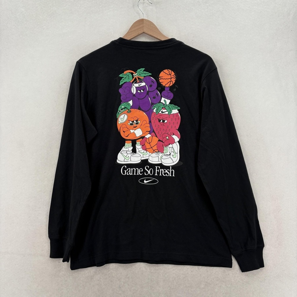 Nike Sportswear Swoosh Hoops Long Sleeve Tee Shirt Womens Small Black Basketball